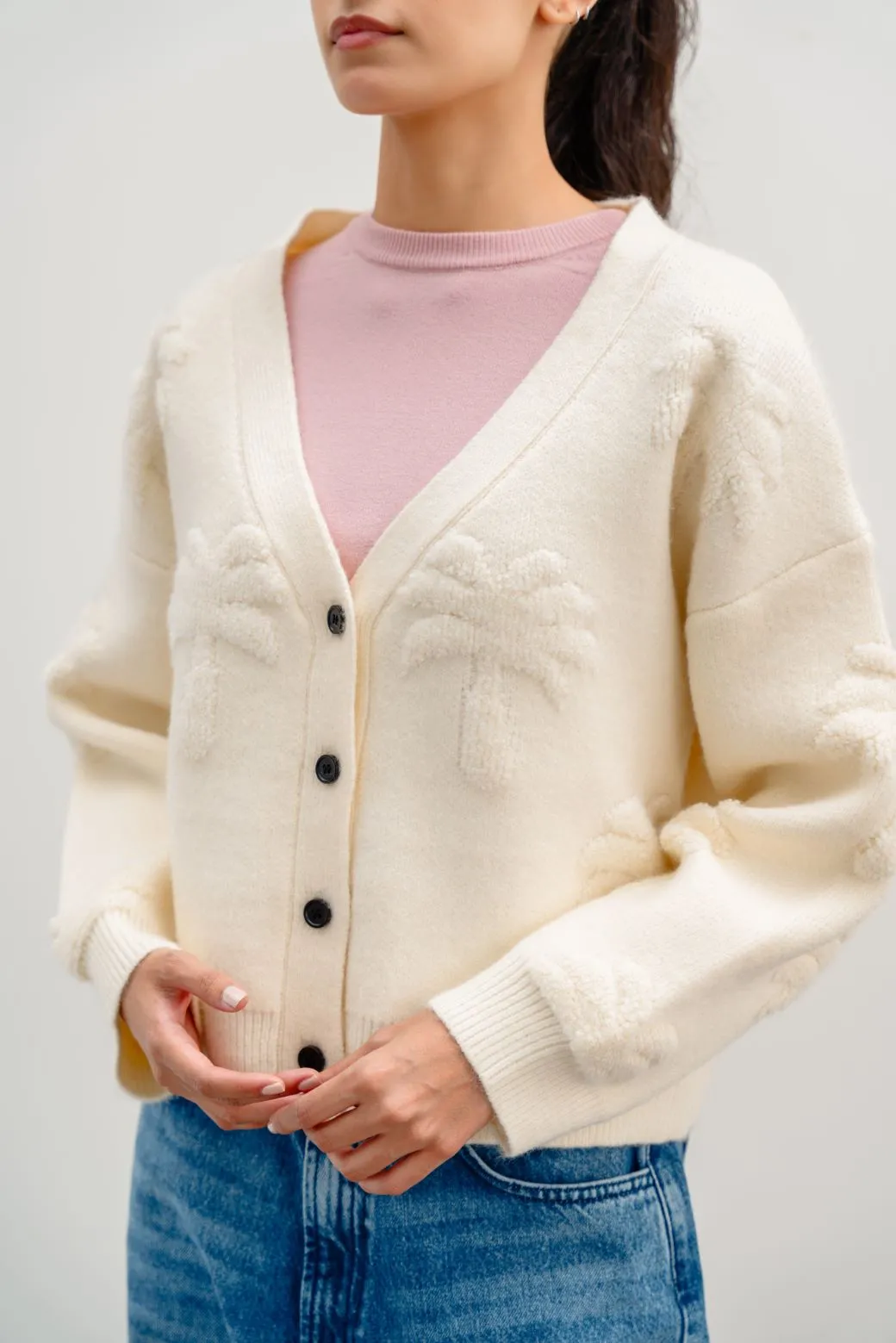 TEXTURED PALM CARDIGAN