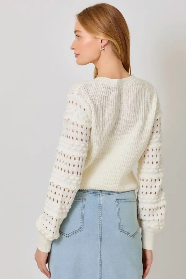 TEXTURED SLEEVE SWEATER