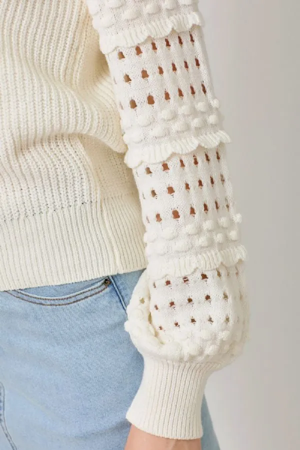 TEXTURED SLEEVE SWEATER