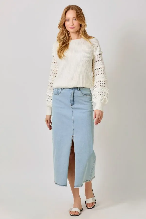 TEXTURED SLEEVE SWEATER