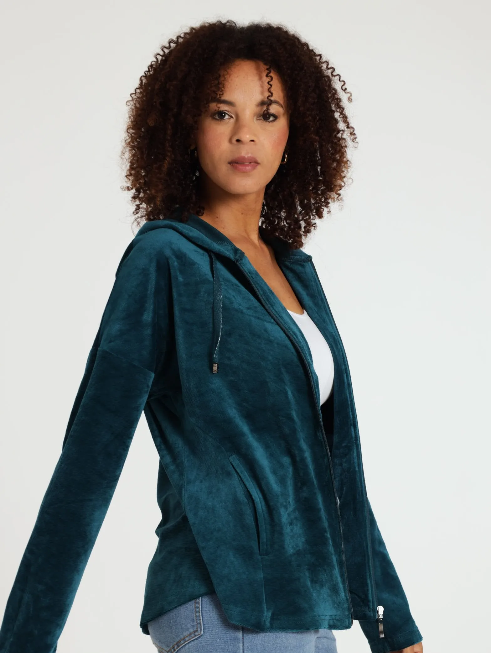 Textured Zip Through - Blue