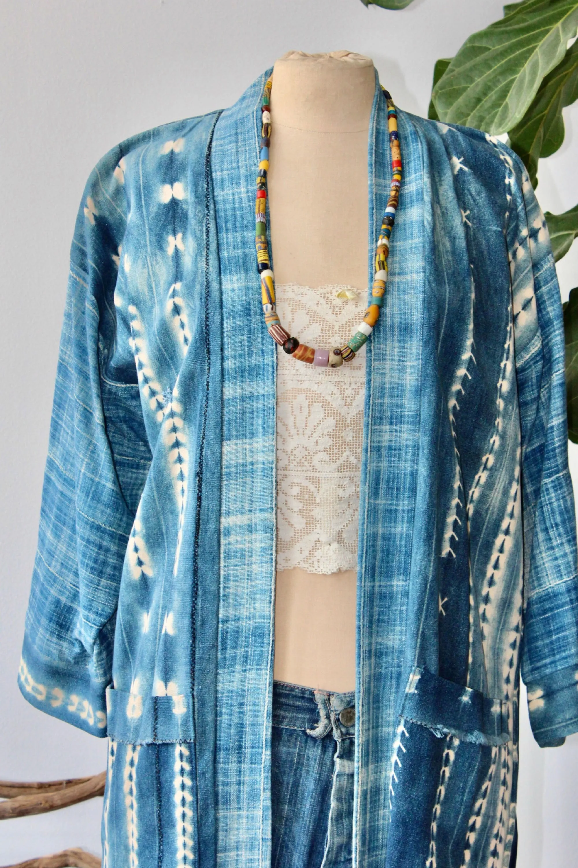 The Highlands Foundry Long Indigo Shibori Duster THF6