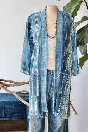 The Highlands Foundry Long Indigo Shibori Duster THF6
