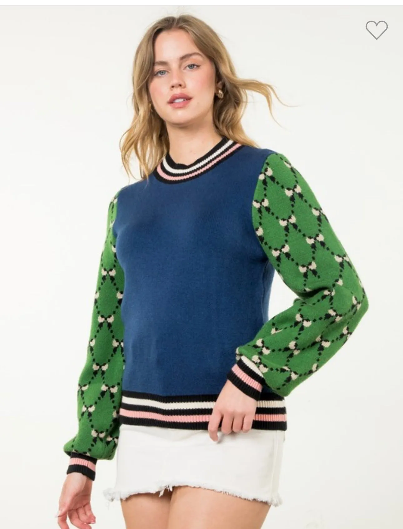 THML Navy & Green Bow Sweater