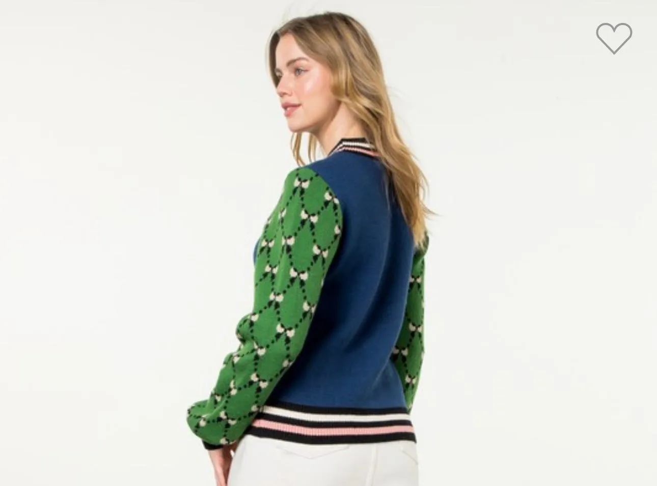 THML Navy & Green Bow Sweater