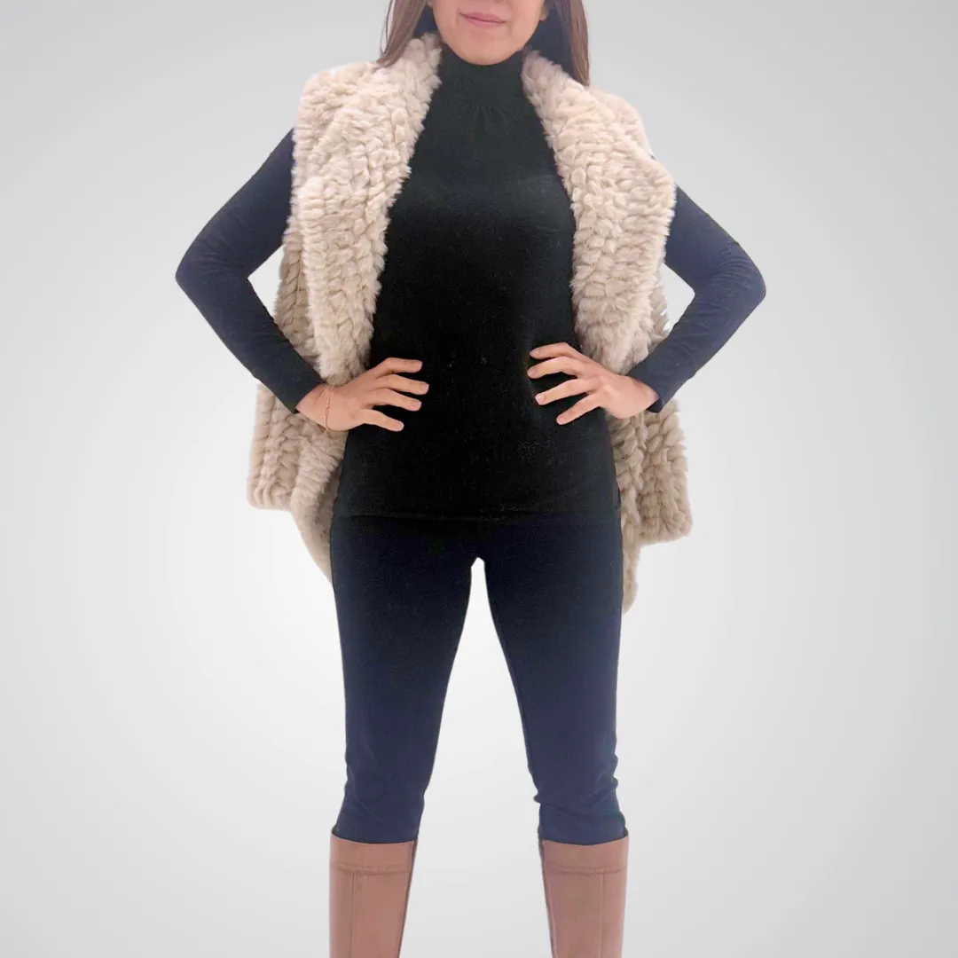 THSP1061: Ivory: Plush Faux Fur Vest
