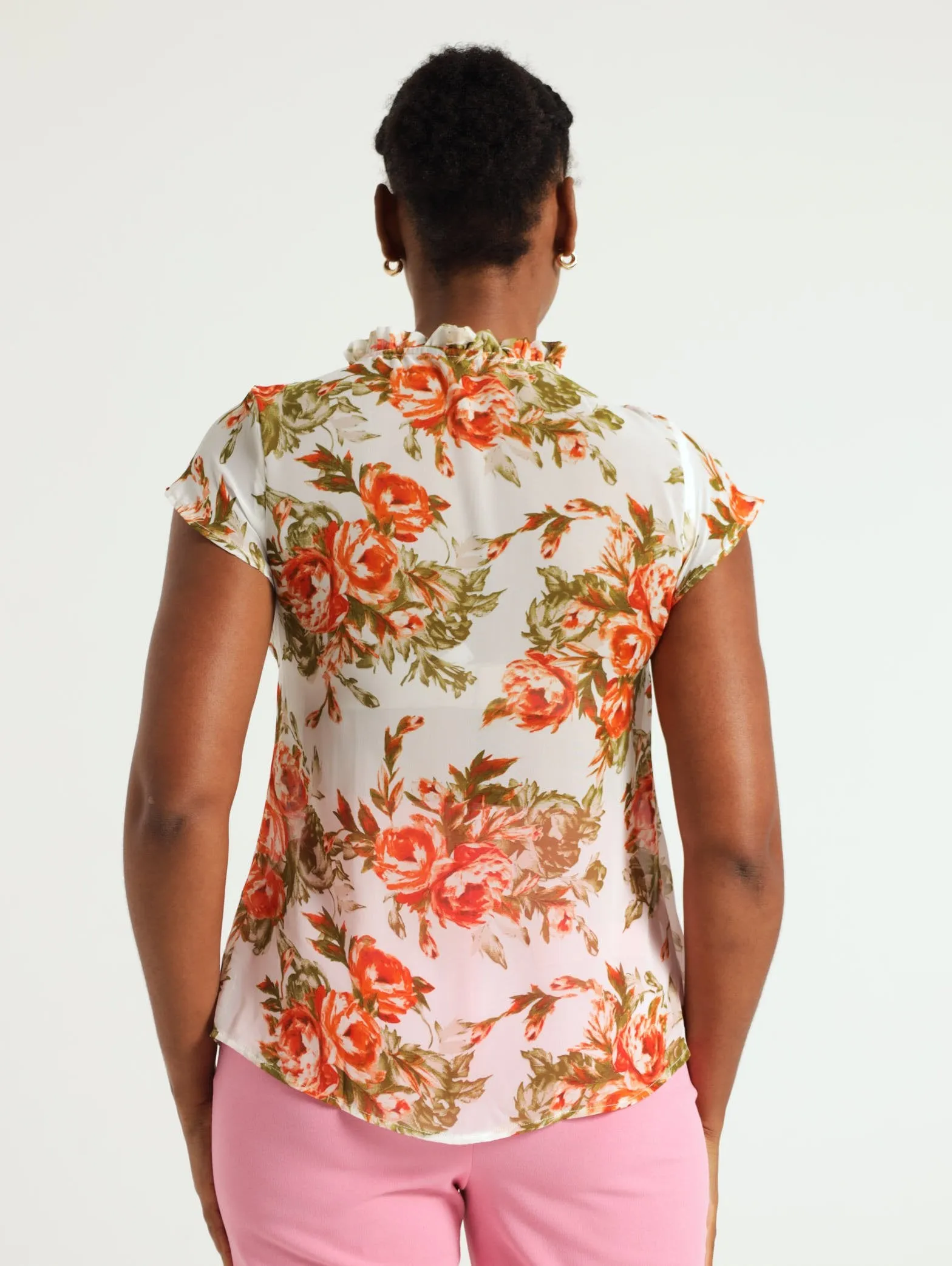 Tie Up Flutter Sleeve Blouse