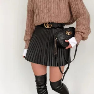 Trendy draped pleated knitted mini skirts
