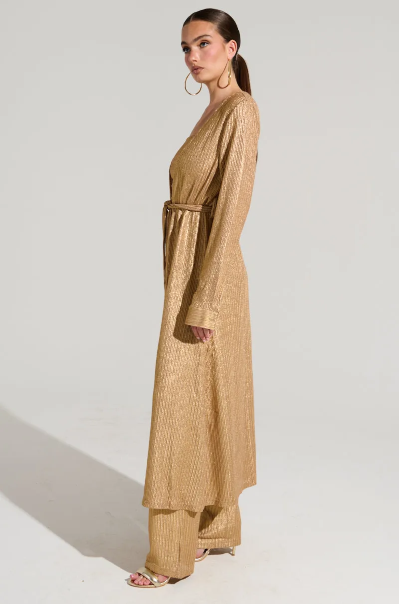 UP ALL NIGHT THINKING DUSTER IN GOLD