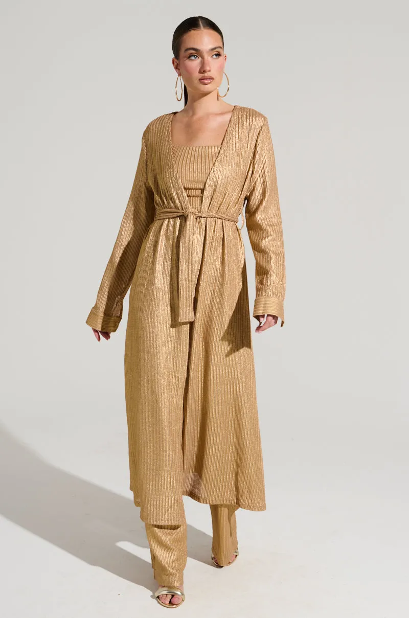 UP ALL NIGHT THINKING DUSTER IN GOLD