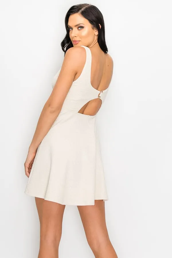V-neck Back Cutout Skater Dress