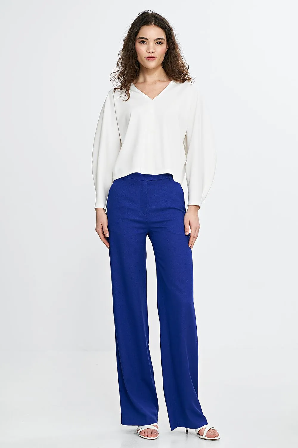 V-Neck Balloon Batwing Blouse