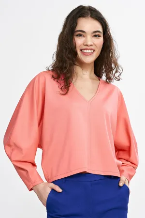 V-Neck Balloon Batwing Blouse
