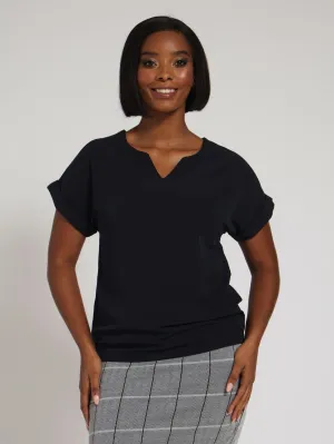 V-Neck Blouse - Navy