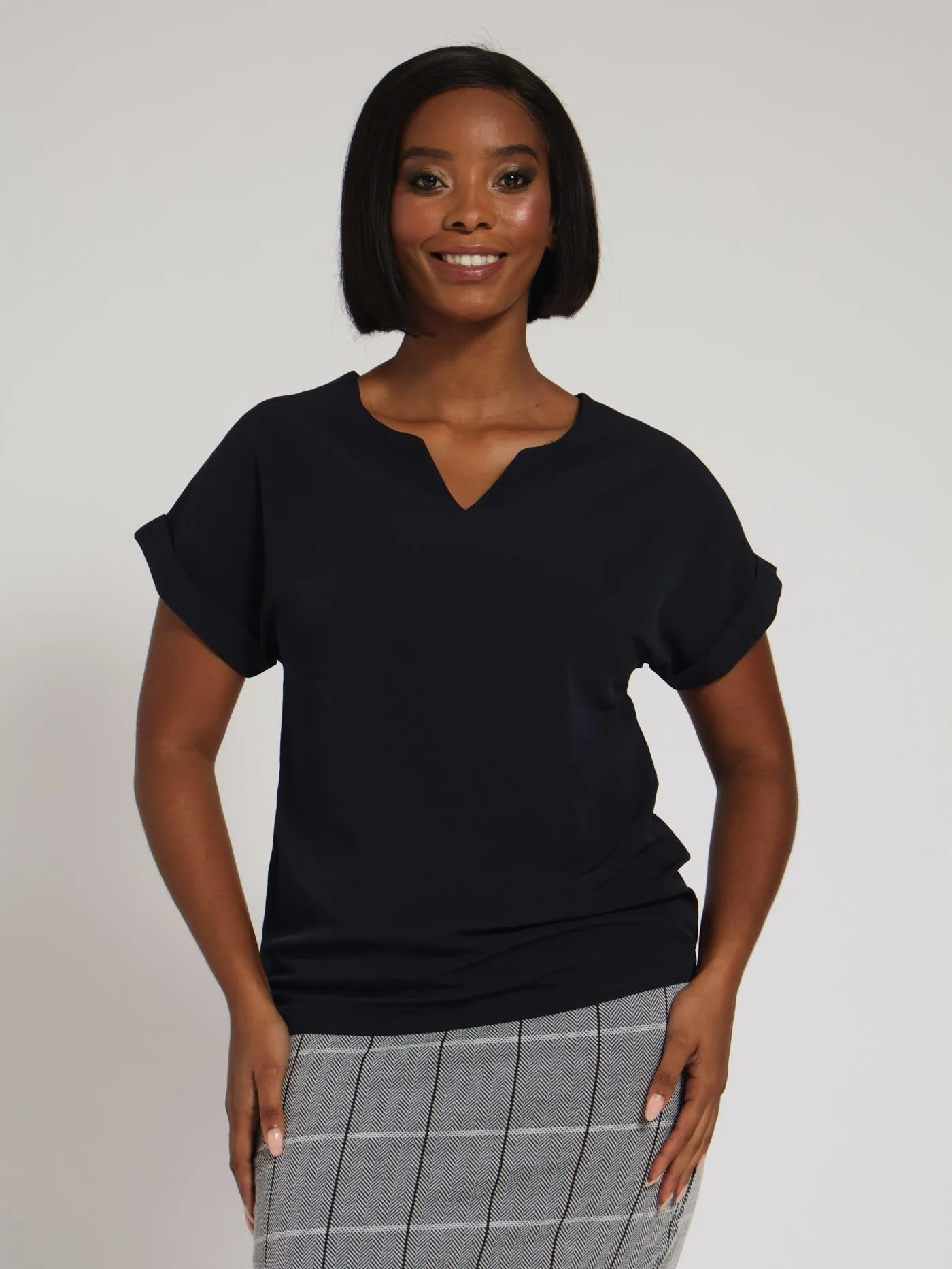 V-Neck Blouse - Navy