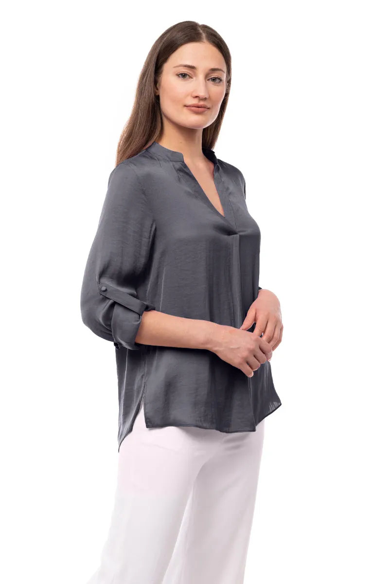 V Neck Collar Band Blouse