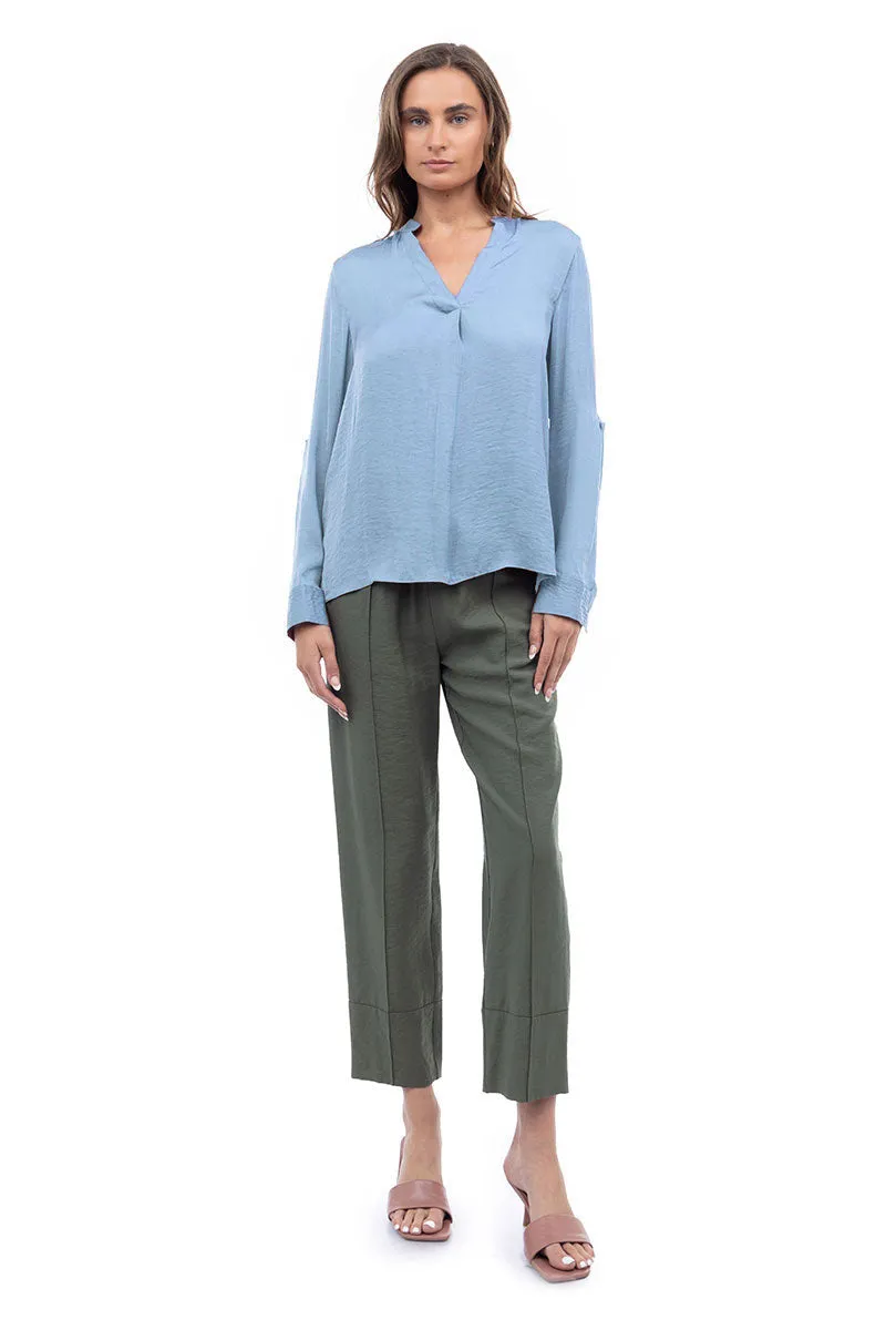 V Neck Collar Band Blouse