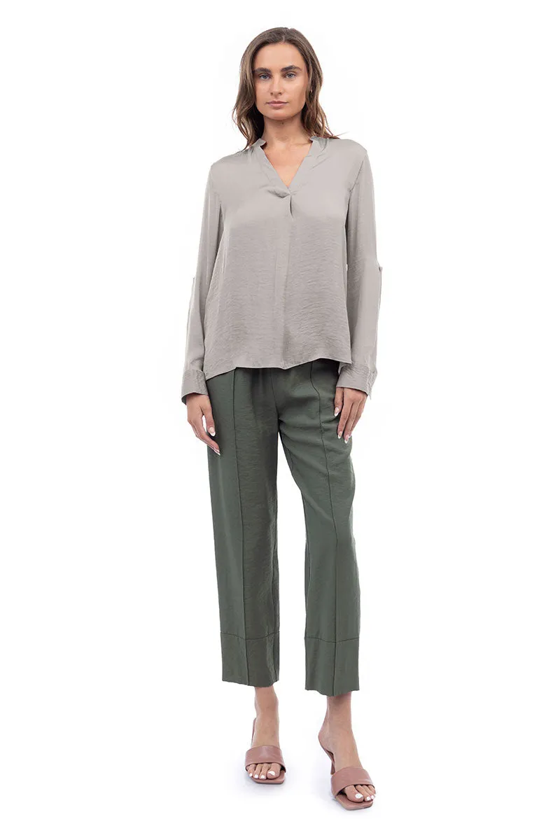 V Neck Collar Band Blouse