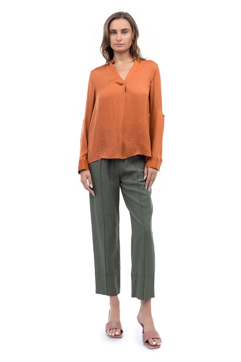 V Neck Collar Band Blouse