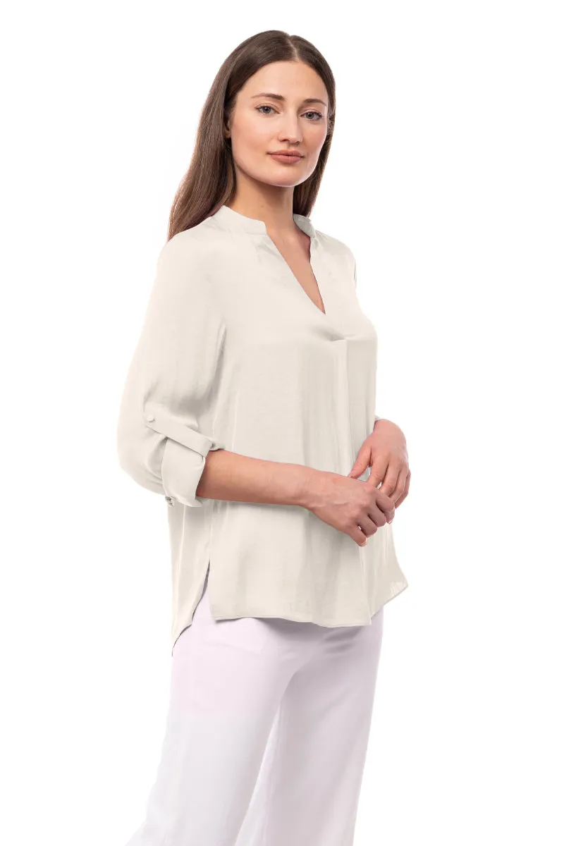 V Neck Collar Band Blouse