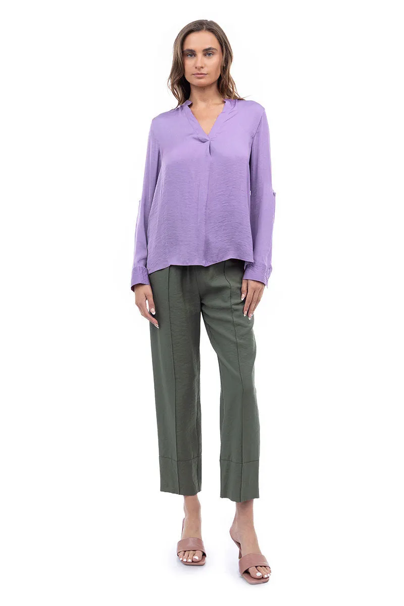 V Neck Collar Band Blouse