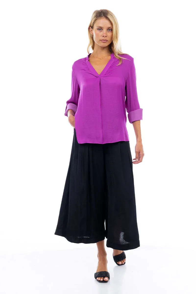V Neck Collar Band Blouse