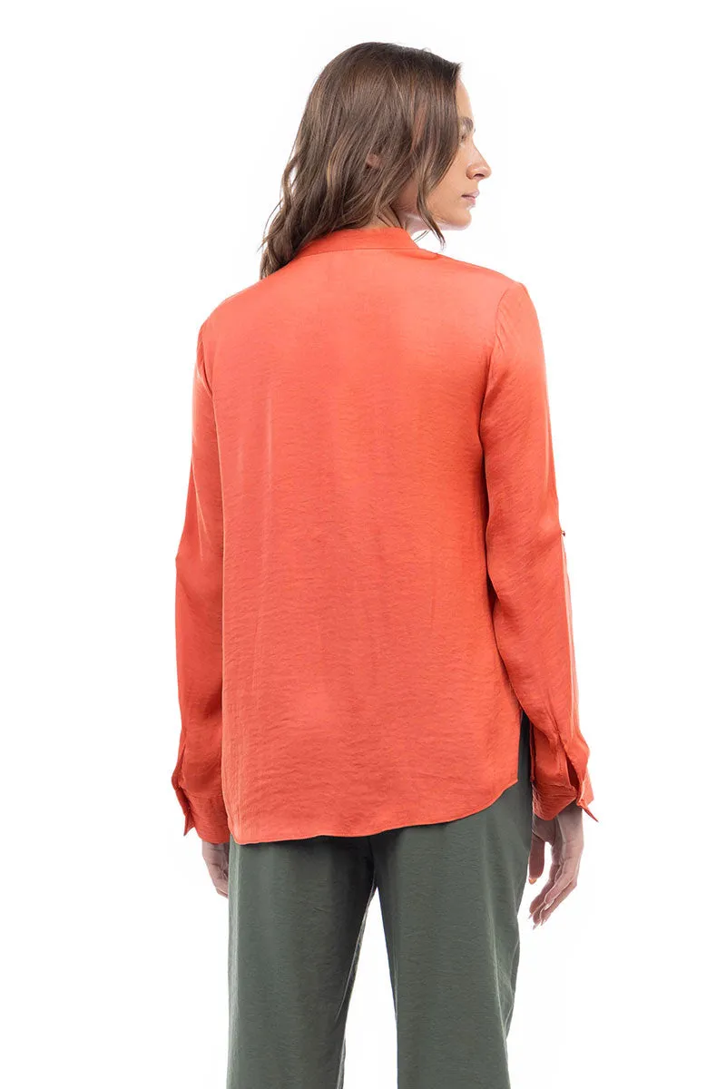 V Neck Collar Band Blouse