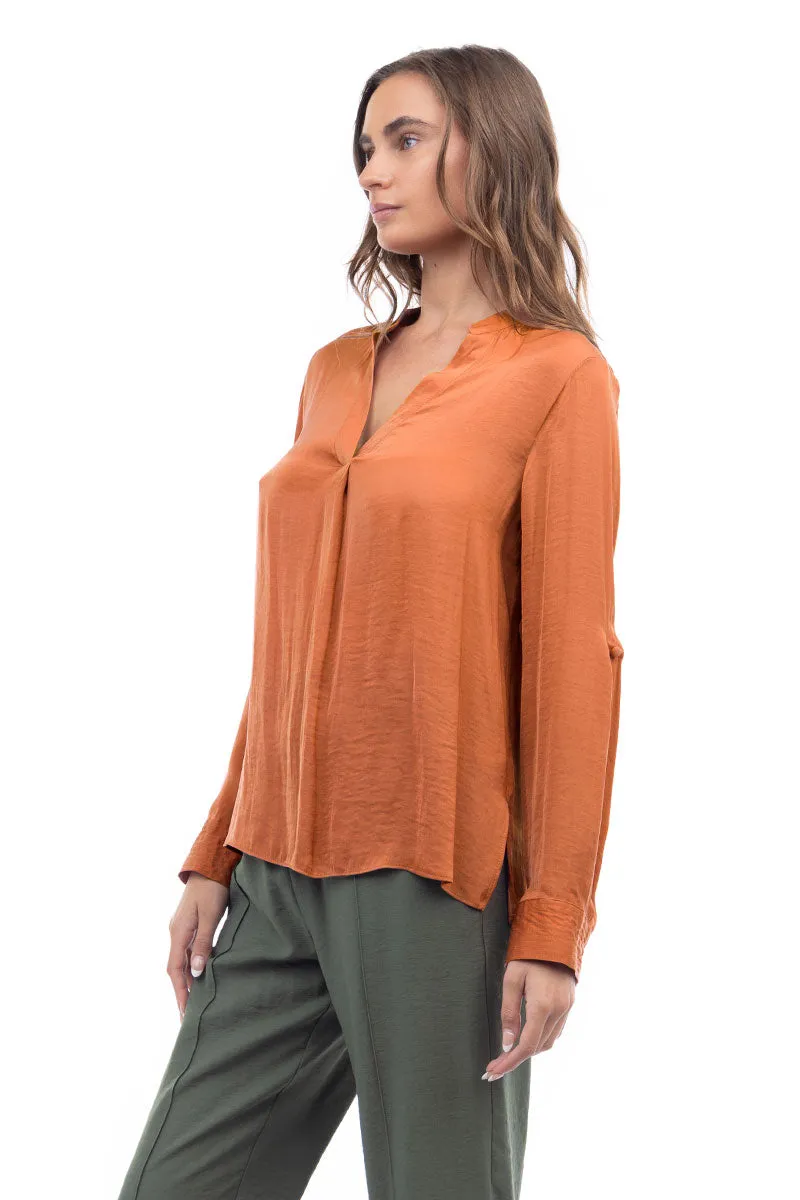 V Neck Collar Band Blouse