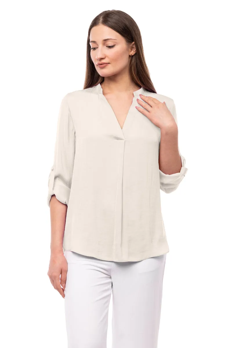 V Neck Collar Band Blouse