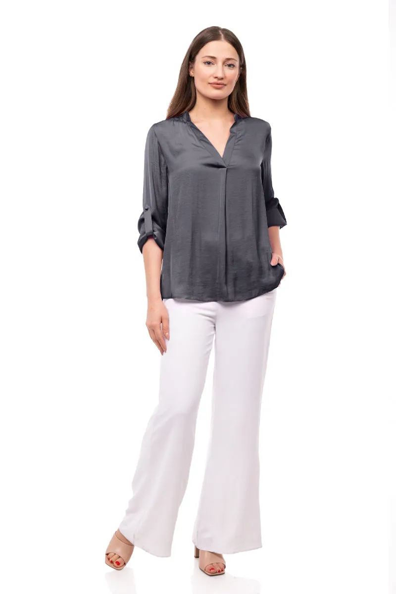 V Neck Collar Band Blouse