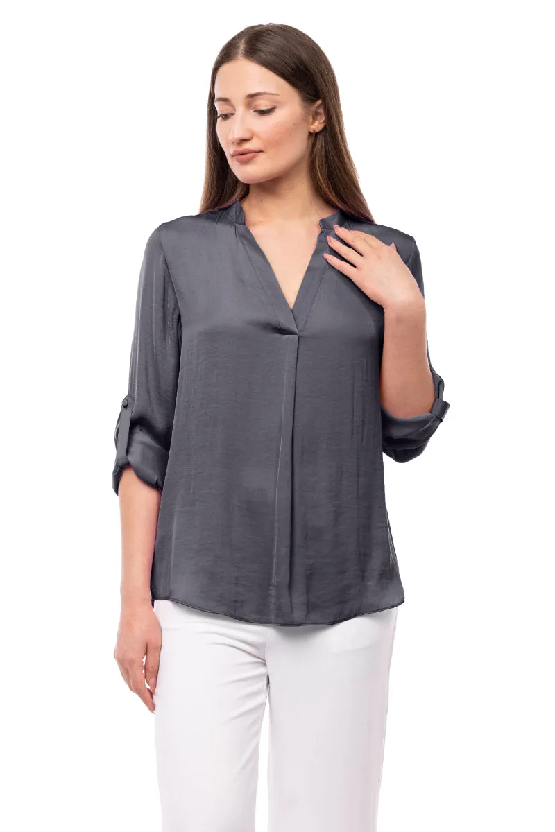 V Neck Collar Band Blouse