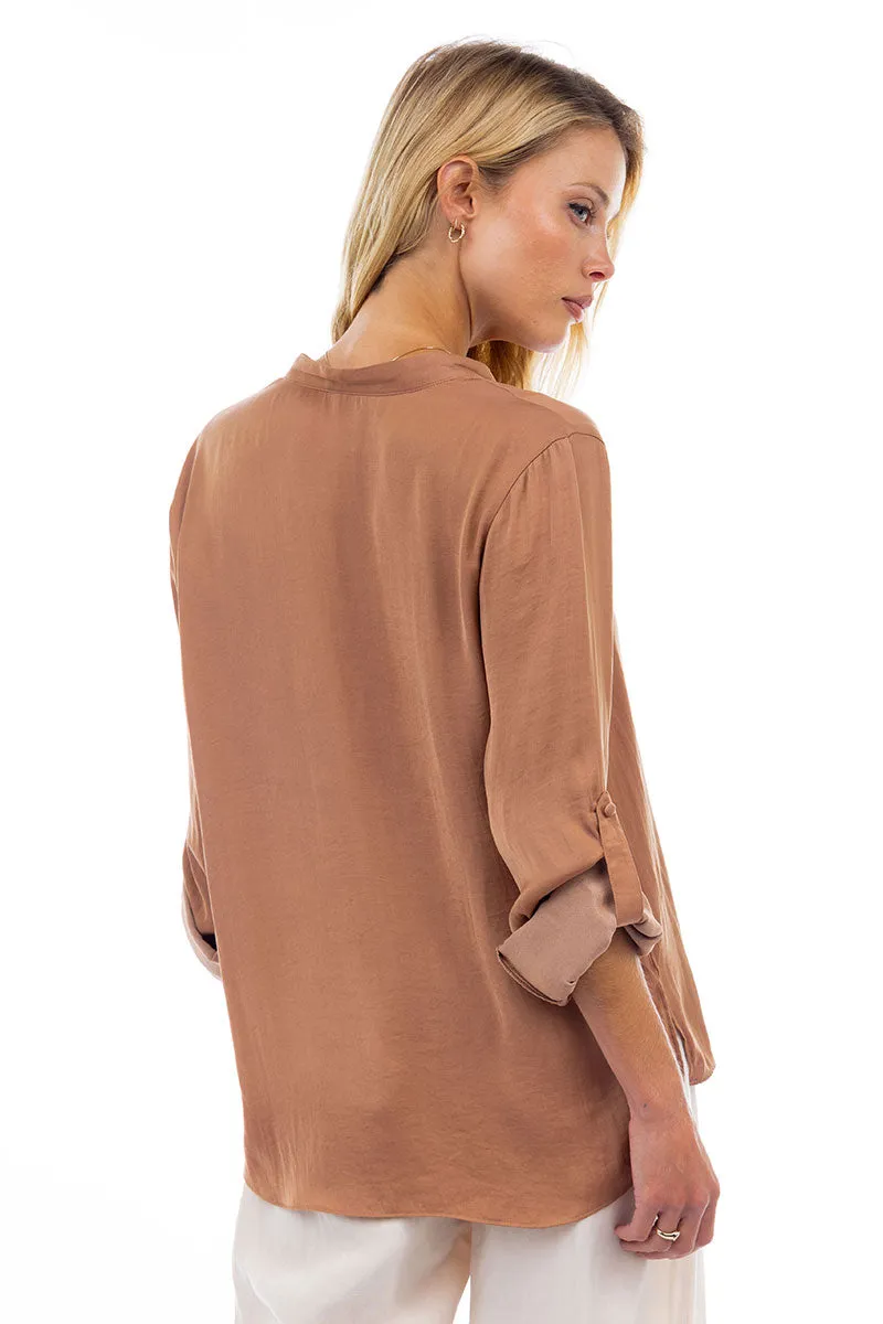 V Neck Collar Band Blouse