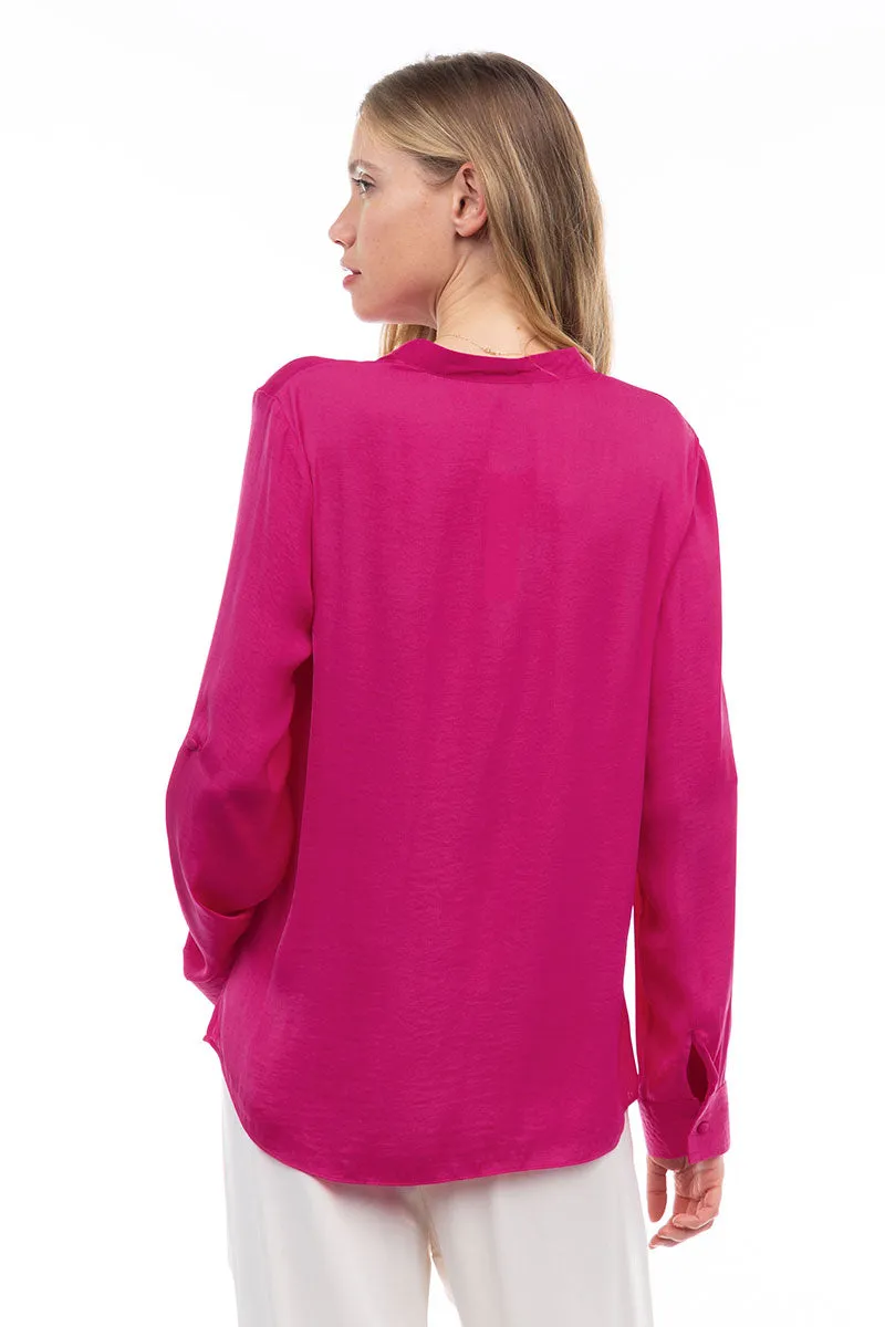 V Neck Collar Band Blouse