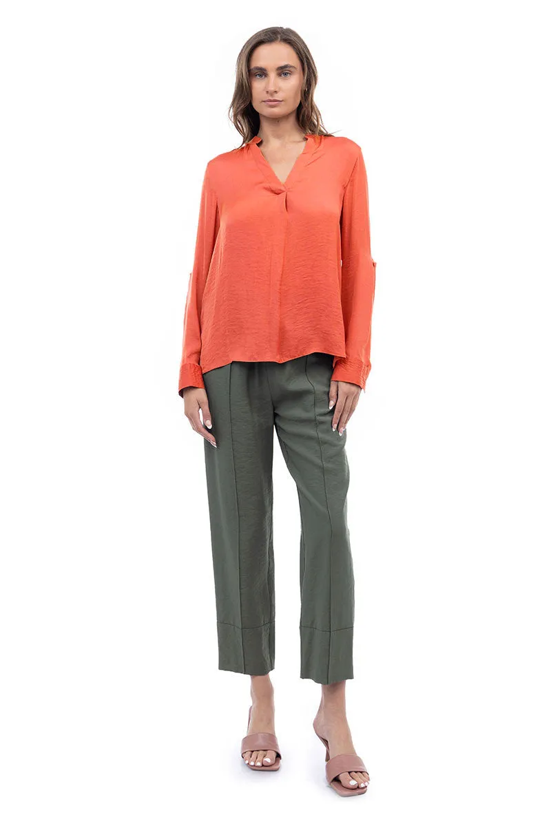 V Neck Collar Band Blouse