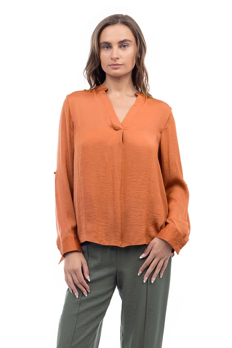 V Neck Collar Band Blouse