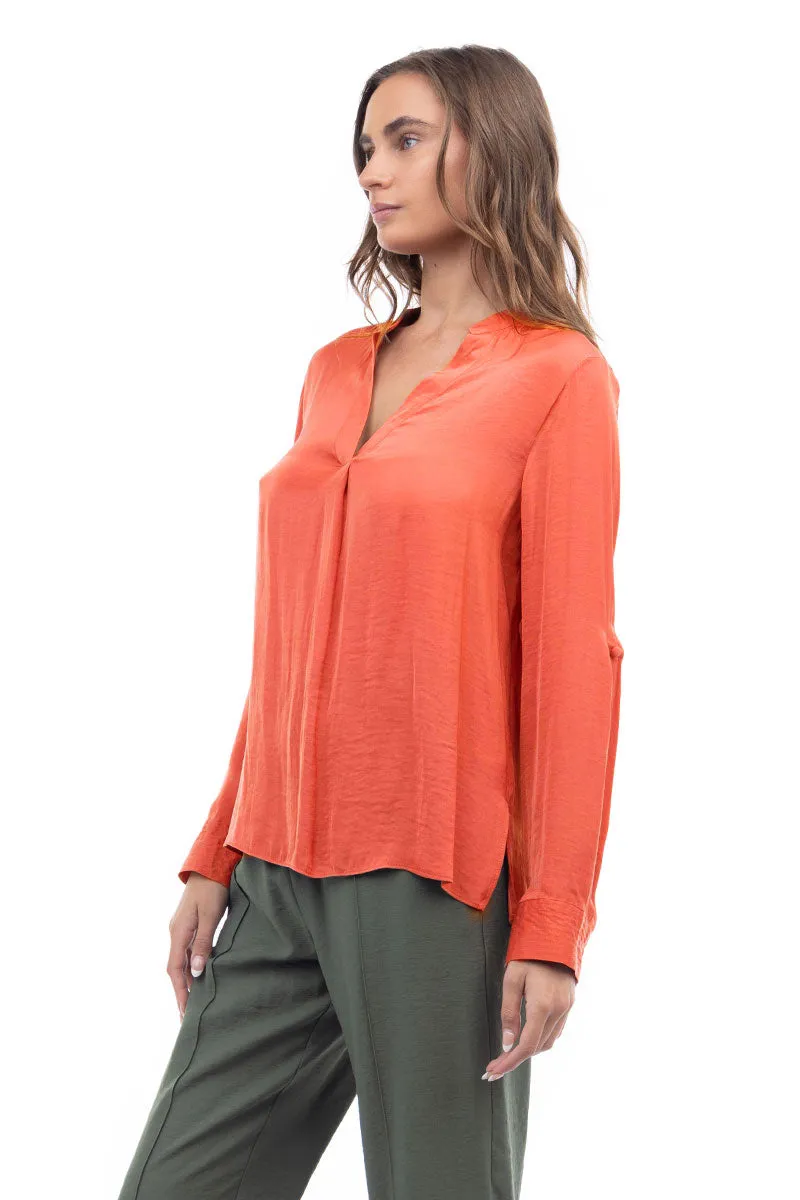 V Neck Collar Band Blouse