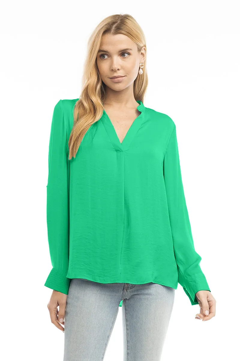 V Neck Collar Band Blouse