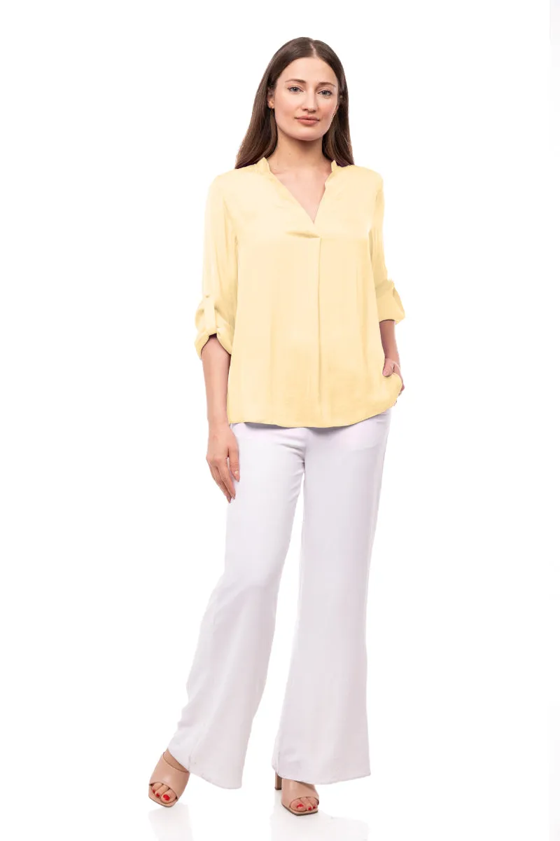 V Neck Collar Band Blouse