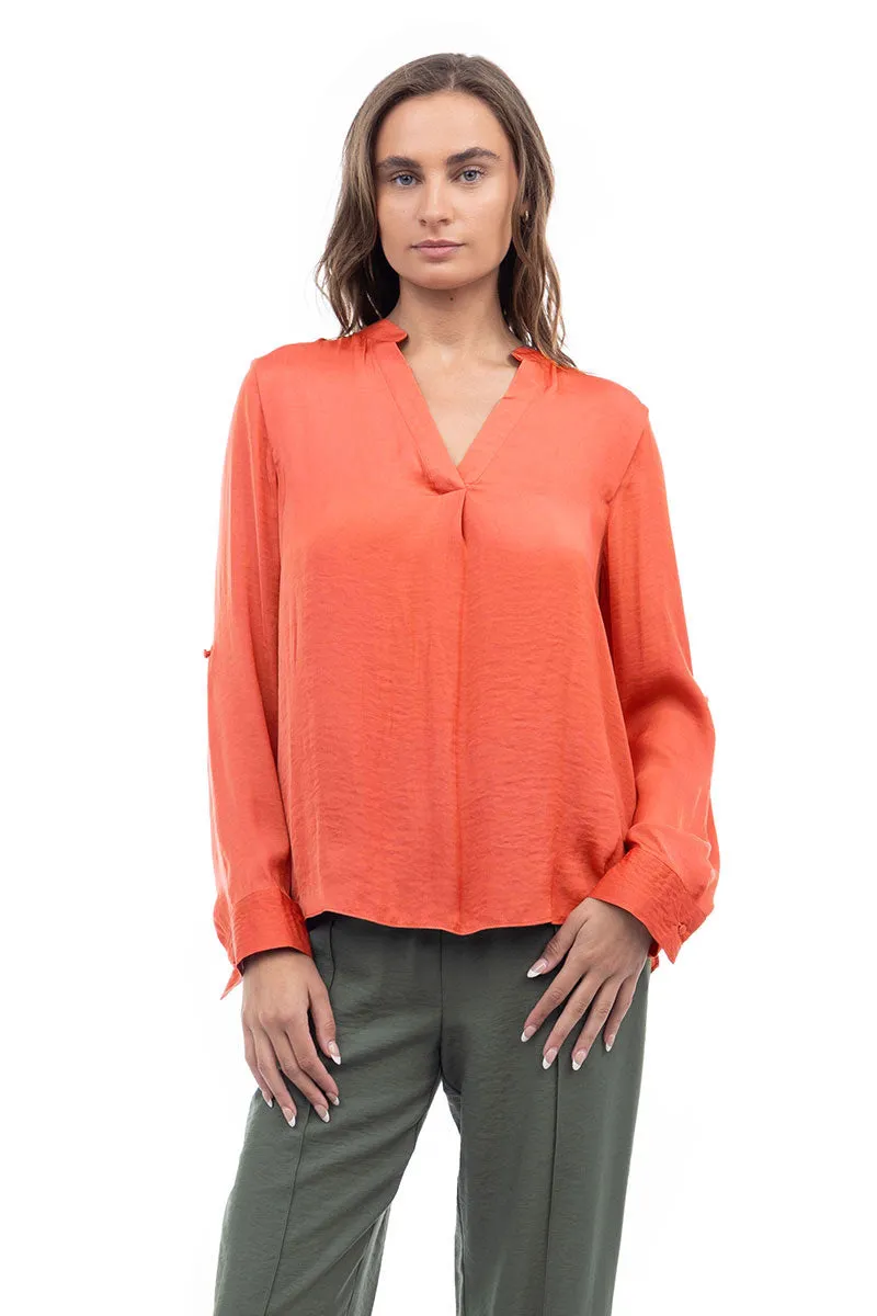 V Neck Collar Band Blouse