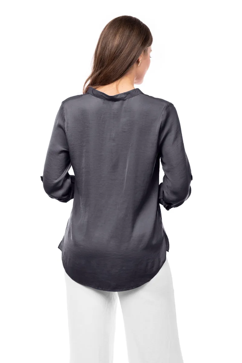 V Neck Collar Band Blouse