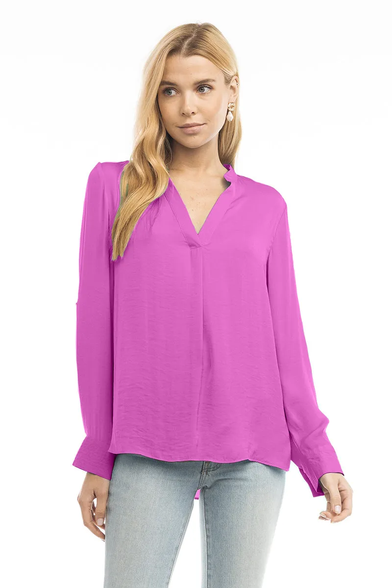 V Neck Collar Band Blouse