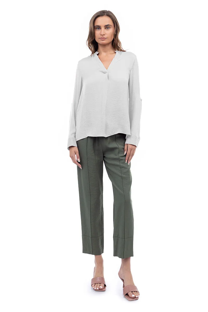 V Neck Collar Band Blouse
