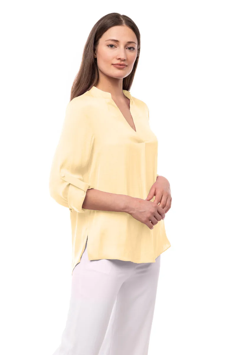 V Neck Collar Band Blouse