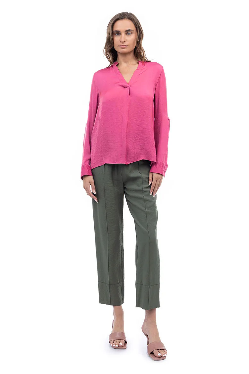V Neck Collar Band Blouse
