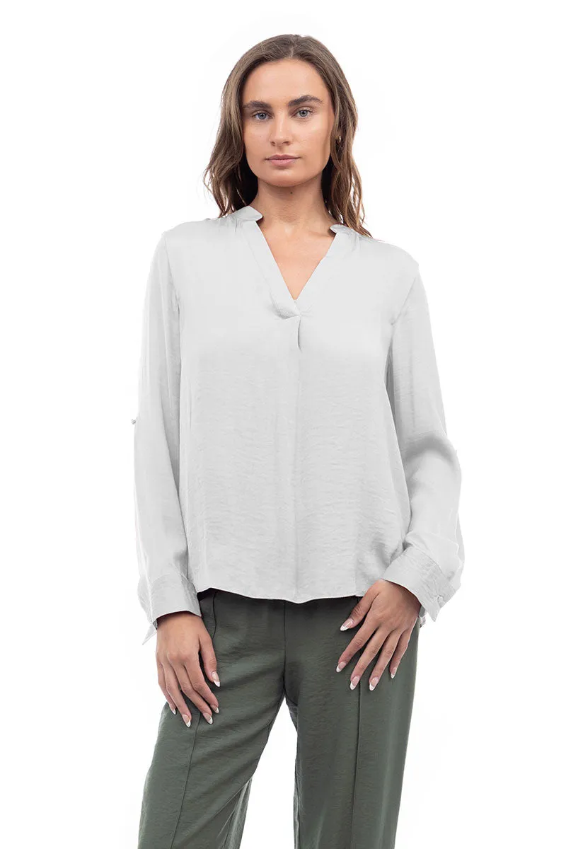 V Neck Collar Band Blouse