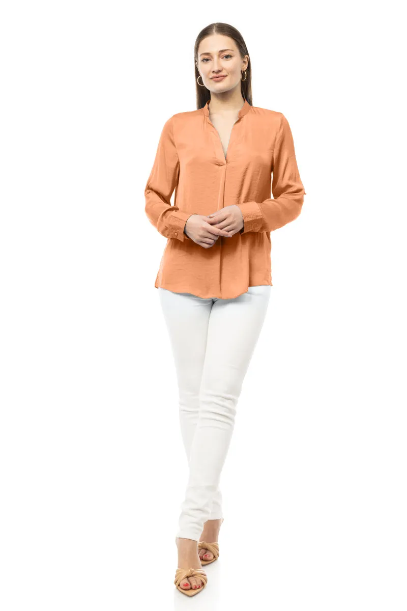 V Neck Collar Band Blouse