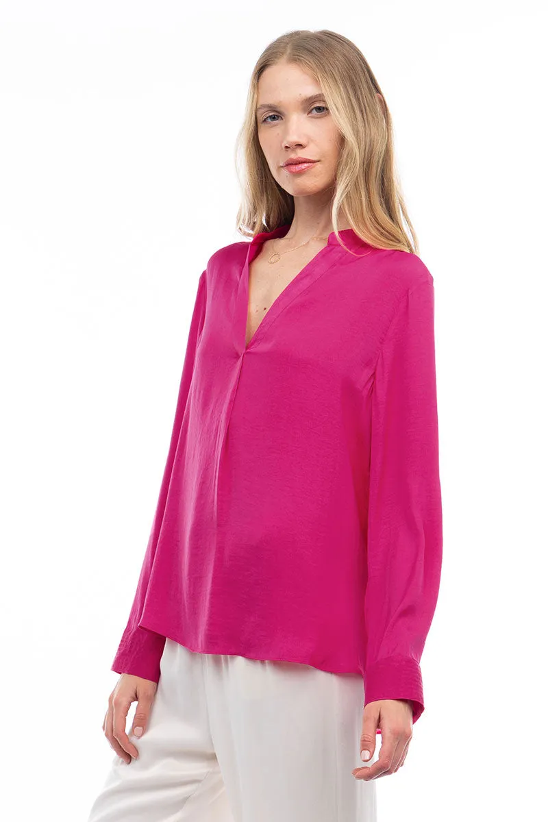 V Neck Collar Band Blouse