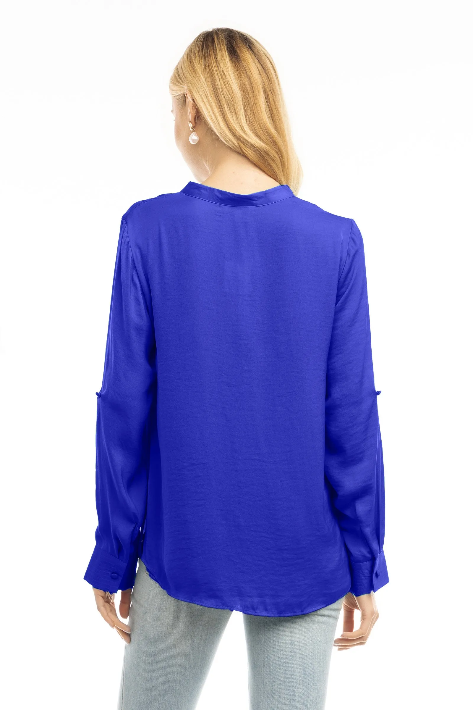 V Neck Collar Band Blouse