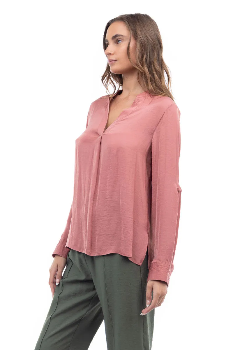 V Neck Collar Band Blouse