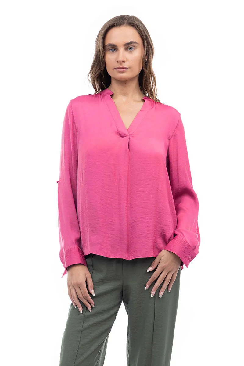 V Neck Collar Band Blouse